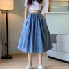 Women's Pants SURMIITRO M-5XL Plus Size Denim Skirt Women 2024 Summer Korean Capris Mid-Length Wide Leg High Waist Jeans Female Trousers