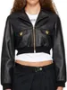 Women's Jackets STYLISH LADY PU Leather Black Crop 2024 Autumn Women Long Sleeve Motorcycle Style Zipper Casual Street Hip Hop Outwears