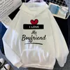 Damen-Kapuzenpullover „I Love My Boyfriend“, koreanischer Stil, lustige Grafik, Y2K-Ästhetik, Kleidung, Anime-Sweatshirts