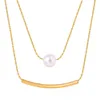 Empress Dowager Xis Nouveau collier à la mode haut de gamme léger de luxe en perles de gel double couche en acier inoxydable plaqué or 18 carats pour femme petit accessoire populaire
