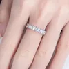 Cluster Rings Anujewel 3mm Princess Cut D Color Moissanite Eternity Band 925 Sterling Silver 18K Gold Plated Wedding Jewelry Wholesale