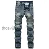 Mens Jeans Man Denim Designer Moto Bike Straight Motorcycle for Autumn Spring Punk Rock Streetwear Riding Knee Guard Pants WDHM