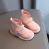 Kinderlaarzen Pluche leren meisjeslaarzen Zachte zolen Prinsessenschoen Antislip Enkele voering Meisjesschoenen Mary Jane Schoen Parel Kinderschoenen 240124