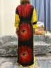 Roupas étnicas Abayas para Mulheres 2024 Moda Muçulmana Floral V-Pescoço Robe Femme Musulmane Islam Africano Algodão Vestido Caftan Marocain com