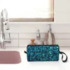 Sacs à cosmétiques Turquoise Paillettes scintillantes Trousse de maquillage Pochette pour hommes Femmes Rangement de toilette