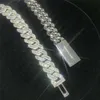 Bracelet de rappeur Hip Hop personnalisé épais 15mm Vvs Moissanite Baguette diamant Miami chaîne à maillons cubains pour hommes Oem chaîne cubaine en argent 925