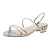 Dress Shoes 36-44 Size Fashion Women 2024 Summer Simple Thin Strap Women's Sandals Comfortable Mid-heeled Open Toe Ladies