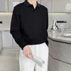 Primavera Autunno Coreano Moda Casual tinta unita Polo T-shirt uomo Ropa Hombre Manica lunga Bottoni allentati Top All Match Streetwear 240129