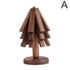 Decorações de Natal Tapete de mesa de madeira de nogueira preta Arte em árvore para porta-copos Conjunto de 3 Porta-copos de madeira Trivet Bowl Decoração de Natal