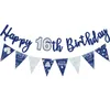 Party Decoration Happy Birthday Banner Dark Blue Garland Banners Dra flaggor DIY 30th 40th 50th 60th Supplies Dekor gåva