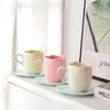 280300ml Flower Mark Ceramic Cup And Plate Set Vintage Tulip Coffee High Beauty Exquisite Pink Red Afternoon Tea 240130