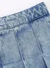 Rokken Hoge Taille Brede Geplooide Denim Rok Voor Vrouwen Chique Zijknop Rits Zomer 2024 Mode A-lijn Mini