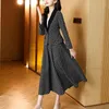 Robe de deux pièces Unxx Automne Hiver Plaid Colth Jupe Costumes Tweed Ensemble Femmes Manches Longues Blazer Slim Fit Ensembles