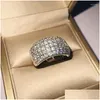 Bagues de cluster Hiphop / Rock Origine Naturel 1.5 Moissanite Gemstone Sier Couleur 925 Bague de bijoux pour femmes Real S925 Sterling Box Drop de Dhruo