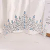 Haarspeldjes DIEZI Luxe Elegant Roze Groen Blauw Opaal Kroon Vrouwen Bruiloft Accessoires Koningin Bruids Kristal Tiara Meisjes Jurk Hoofdbanden