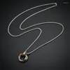 Hanger Kettingen Mode Mannen Ketting 3 Ronde Ring Roestvrij Staal Voor Vrouwen Zilver Kleur Ketting Hiphop Rock Sieraden Accessoires