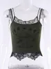 Canotte da donna InsDoit Y2K Lace Trim Patchwork Camis Top gotici Donna Sexy Grunge Fungo Stampa Lingerie Bustier Spaghetti Strap Crop Top