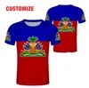 Homens Camisetas HAITI Nation Flag T-shirt Francês República Haitiana Moda e Interessante Camiseta Nacional Camisa Emblema