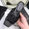 YSL Slipper Metallic Slide Sandals Designer Slajdes Kobiet List Luksusowe patentowe Kapcie skórzane Letnie damskie sandałowe sandały sandały o niskim obcasie