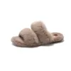 Lazyseal Fur Women Slippers Shoes Rabbit Fur Slippers本物の髪のスライド女性毛皮のような屋内フリップフロップふわふわしたぬいぐるみ靴家240118