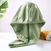 Towel Women Dry Hair Quick-dry Shower Cap Hat Super Absorbent With Button Turban For Drying Head Towels