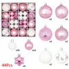 Party Decoration 44pcs Christmas Colorful Balls Tree Ball Hanging Ornaments Pendants Home Xmas Holiday Year Decor Supplies