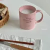 Kupalar wudruncy pembe parlak seramik kahve kupa kupa basit İngilizce mektup süt kahvaltı fincan çayı kızlar kadınlar için