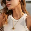 Chaînes imperméables en acier inoxydable Tiger Eye Green Agate Cross Pendentif Collier Chaîne en métal minimaliste pour femmes Tendance Bijoux Cadeaux