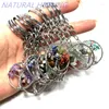 Keychains 12pcs Women Natural Chip Quart Stone Bead 30mm Heart Round Tree Of Life Lanyard Wholesale Key Rings