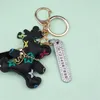 Keychains 1pc telefonnummer Tag Nyckelring Luxury Rhinestone Anti-Lost Metal Key Chain Women Män