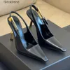 New LEE mirror leather Slingback sandal Slipper stiletto Heels buckle womens Luxury Designer Summer sexy Party Dress shoes girl loafer Evening High heel 7-9cm