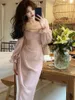 Casual Dresses 2024 Autumn Women Fashion Elegant Puff-Sleeve Midi Corset Evening Prom Female Party Lady Clothes Vestdios