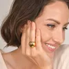 Cluster Anéis Vnox Declaração Chunky para Mulheres Cor Dourada Suavemente Aço Inoxidável Presentes Exagerados Suas Jóias Tamanho dos EUA
