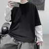 Chic Autumn Top Long Sleeves Oversized Hip Hop Comfortable Autumn Top Loose Men T-shirt for Daily Wear 240122