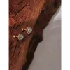 Perlen-Ohrstecker mit Schraubverschluss, trendiger 14-karätiger Gelbgold-Schmuck, geometrischer Charme für Frauen, Gala-Geschenk