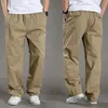 Mens casual Cargo Cotton pants men pocket loose Straight Pant Elastic Work Trousers Brand Fit Joggers Male Super Large Size 240124