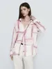 Kvinnor Bluses Women 2024 Summer Fashionable Lightweight Comant Casual Halo Print långärmad skjorta Chic Button-up Top Mujer