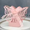 Cadeau cadeau 20pcs papillon découpé au laser chariot creux faveurs cadeaux boîte bonbons dragées boîtes avec ruban bébé douche fournitures de fête de mariage