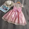 Robes de fille 1-2 ans fête d'anniversaire bébé fille vêtements 2023 été petite princesse fleur filles robe gros arc robes de baptême pour les filles portent