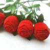 Torebki biżuterii 1-5pcs Red Rose Ring Boxes Velvet Flower Display Uchwyt ślubny Romantyczne Serce Przechowywanie skrzynki do przechowywania