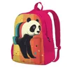 Backpack Panda Cartoon Flat Illustration Women Polyester Outdoor Style Backpacks Soft Fashion School Bags Rucksack