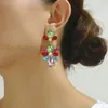 Dangle Earrings Charm Luxury Design Original Shiny Rhinestone Glass Flower Decor Drop For Women Boho Trend Wedding Party Jewelry