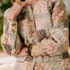 Trench da donna Cappotto invernale trapuntato stampato da donna imbottito in cotone multicolore floreale stile Boho Parka con bottoni giubbotti impiombati
