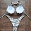 Женские купальники VIKINII High Cut Silver Bikinis 2024 Сексуальная девушка на косточках Biquini Женские купальники Бразильские купальники с эффектом пуш-ап Женские купальные костюмы J240131