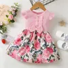 Flickans klänningar 1-5 år Little Princess Clothing Baby ärmlös blommig modeklänning Barn Girl Dagliga semesterkläder