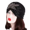 Etniska kläder glänsande glitter muslimska kvinnor veckade hijab motorhuven Indien kemo cap islamisk arabisk hatt turban håravfall femme headwrap headscarf