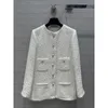 Women's Fur Faux Designer Brand 2023 Fashion Celebrity Weaving Grov Woolen Mid Length Coat for Women Q859