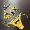 Trend everything casual beach beach wind bikini two-piece set of new trend geometric cherry blossom design summer sexy beauty strap strap top swimming movement