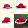 Party Hatts Christmas Cowboy Feather Hat Artificial Fur Edge Non Glowing Red Santa Claus Western Carnival Drop Delivery Home Garden F DHCZI