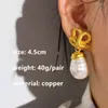 Stud Earrings Vintage Gold Color Metal Pearl Large Earring Irregular For Women Jewelry 2024